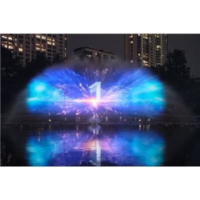 Water Curtain Film-Water curtain glows, star river gleams.