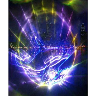 Laser Show01-Lasers split the night, streams weave star rivers.